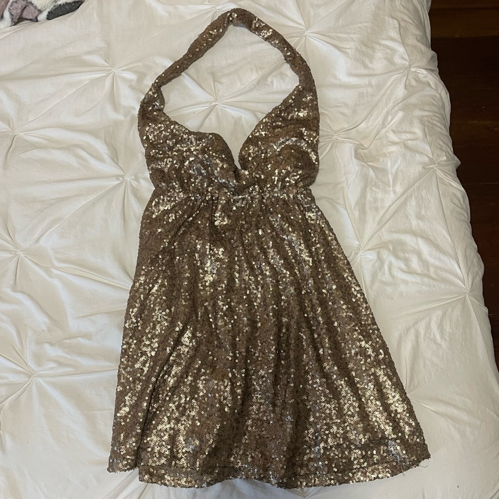 Tobi gold halter dress
